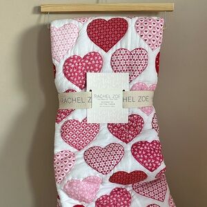 Rachel Zoe Valentine Heart ❤️ Quilt Throw 💗 Pink Red & White Beautiful! NEW!
